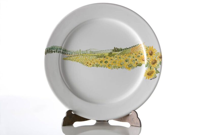 Ceramic underplate Visions. Decorated handmade dinnerware set by Materia Ceramica Italy