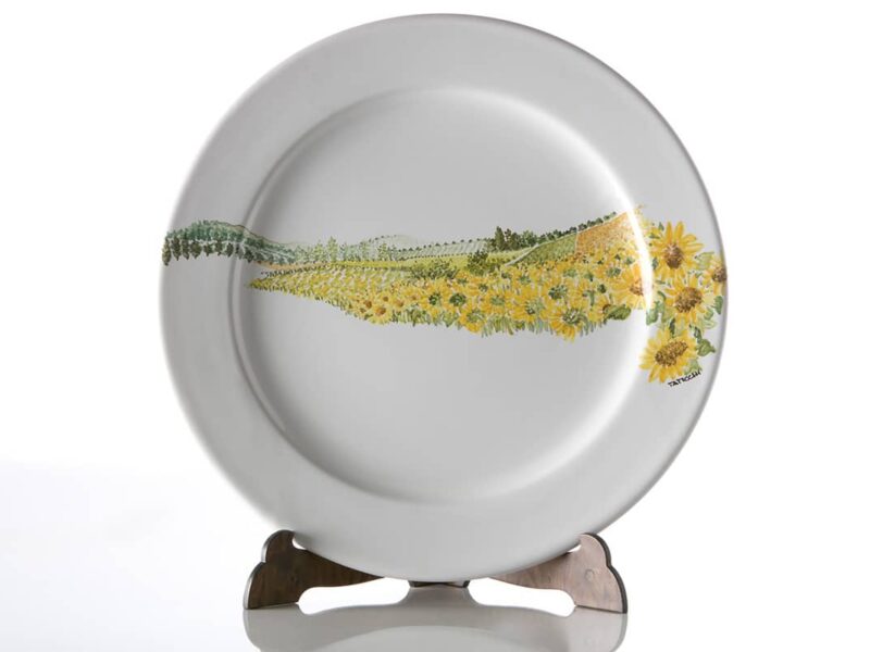 Ceramic underplate Visions. Decorated handmade dinnerware set by Materia Ceramica Italy